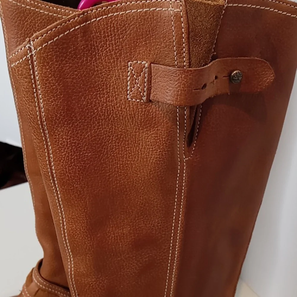 Timberland Savin Hill-Tall Leather Boots -w/ Zippers --British Tan - 7 women's